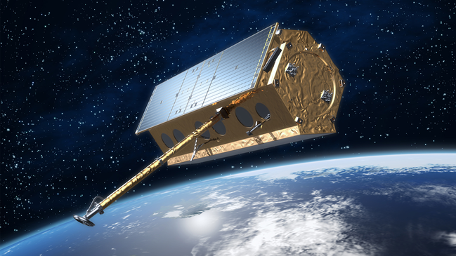 TerraSarX-Satellit im Weltraum (Computeranimation) (verweist auf: Satellitendatensicherheit)