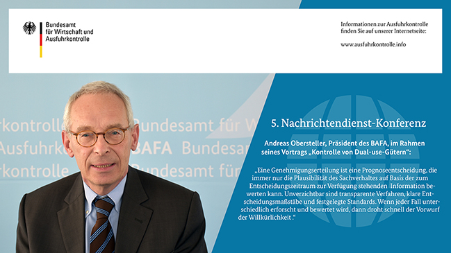 5. Nachrichtendienst-Konferenz, Andreas Obersteller, Präsident des Bundesamtes für Wirtschaft und Ausfuhrkontrolle 5. Nachrichtendienst-Konferenz, Andreas Obersteller, Präsident des Bundesamtes für Wirtschaft und Ausfuhrkontrolle