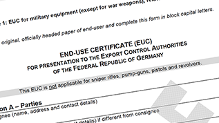 verweist auf: Neufassung der Bekanntmachungen zu Endverbleibserklärung nebst Muster Bildschirmabdruck einer Endverbleibserklärung (verweist auf: Neufassung der Bekanntmachungen zu Endverbleibserklärung nebst Muster)