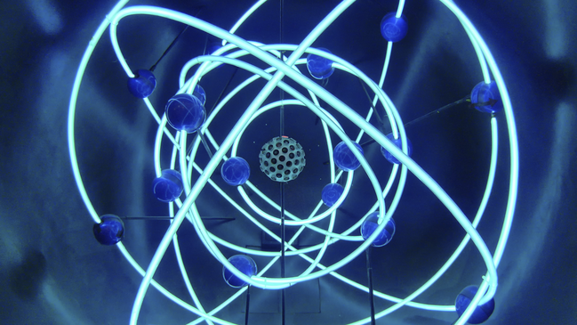 verweist auf: Radionuklide Stilisierte Darstelung eines Atomkerns (verweist auf: Radionuklide)