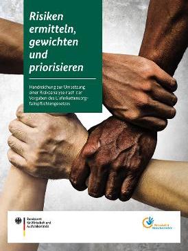 Titelblatt der Publikation: Handreichung Risiken ermitteln, gewichten und priorisieren Titelblatt der Publikation: Handreichung Risiken ermitteln, gewichten und priorisieren