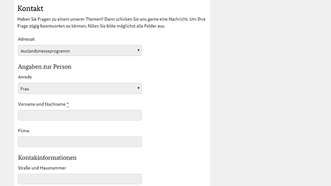 Bild des Kontaktformulars Bild des Kontaktformulars