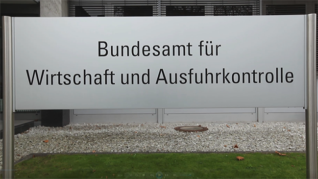 Startbild des Informationsfilms des Bundesamts für Wirtschaft und Ausfuhrkontrolle Startbild des Informationsfilms des Bundesamts für Wirtschaft und Ausfuhrkontrolle