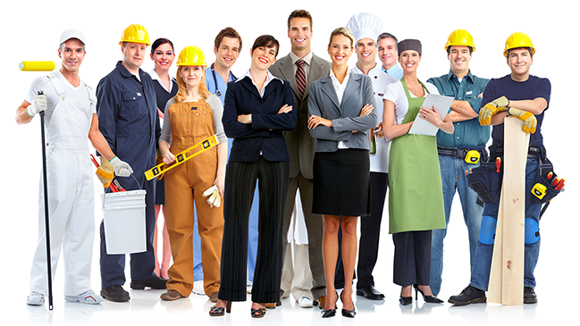 Viele Fachkräfte in verschiedenen Berufen Viele Fachkräfte in verschiedenen Berufen